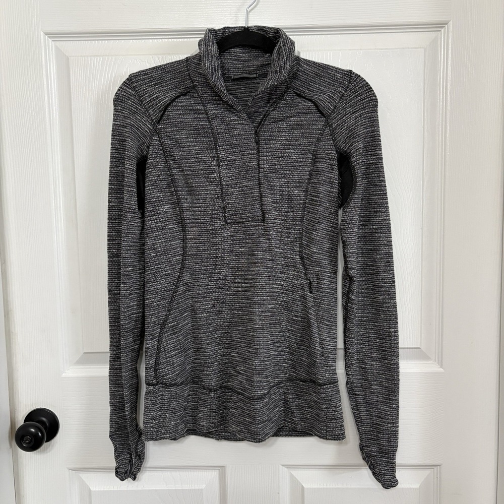 Lululemon Think Fast Dark Gray Sweater Pullover Zip Size 2 / XS Quarter Zip - Picture 1 of 7